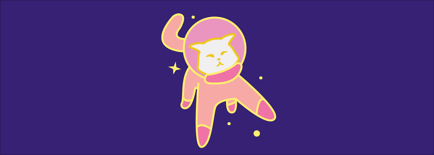 Cute Cat Astronaut (Catstronaut) fullbody shot, floating in space.